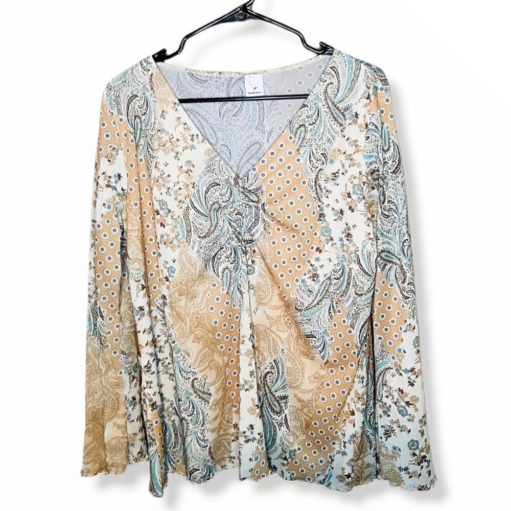 Newport Y2K Floral Paisley Boho Blouse sz 1X